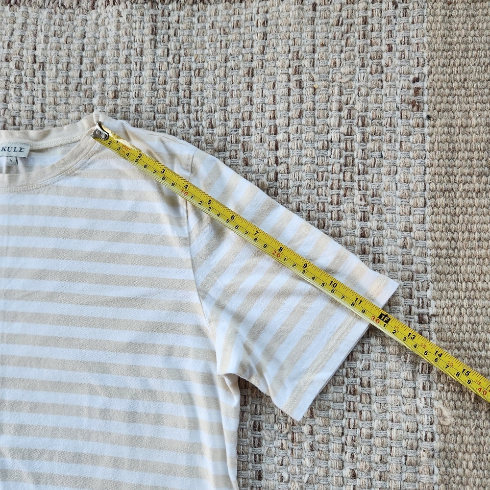 KULE Beige and Cream Striped Short Sleeve Tee - Picture 5 of 8